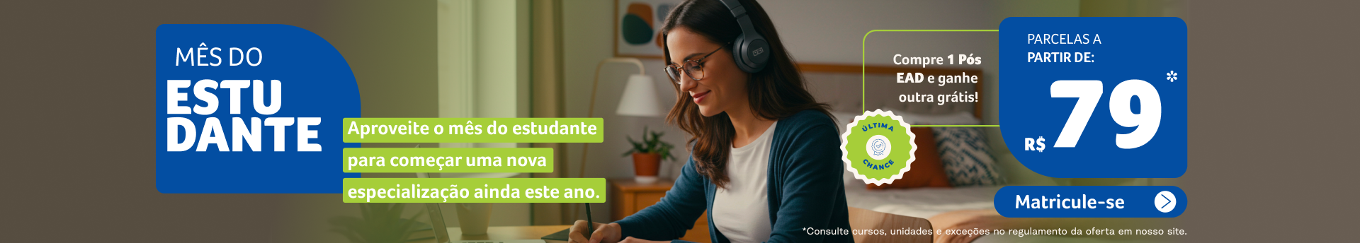 Banner campanha de pós em dobro Agosto uniderp